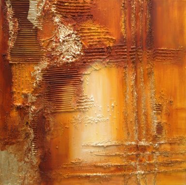 Modernes Kunstwerk Abstrakt Gelb und Orange – Farbenfroh