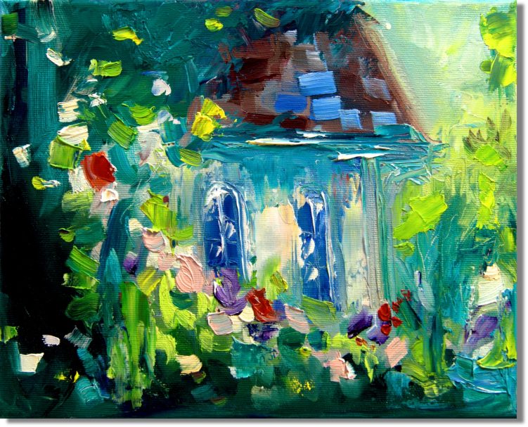 Mohnblumenfeld Ölgemälde – Sommerliche Landschaft