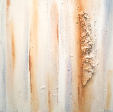 Modernes Kunstwerk Abstrakt Gold und Weiß – Eleganter Stil