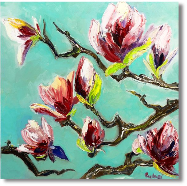 Magnolienblüten Ölgemälde – Frühlingsmotiv