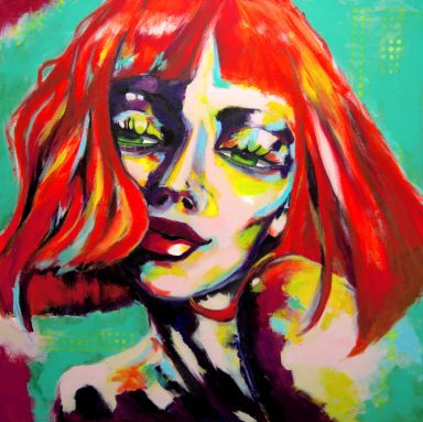 Frauenporträt mit rotem Haar – Expressive Kunst
