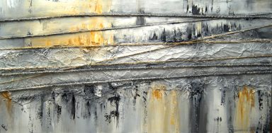 Texturiertes abstraktes Kunstwerk in Metalloptik – Öl auf Leinwand