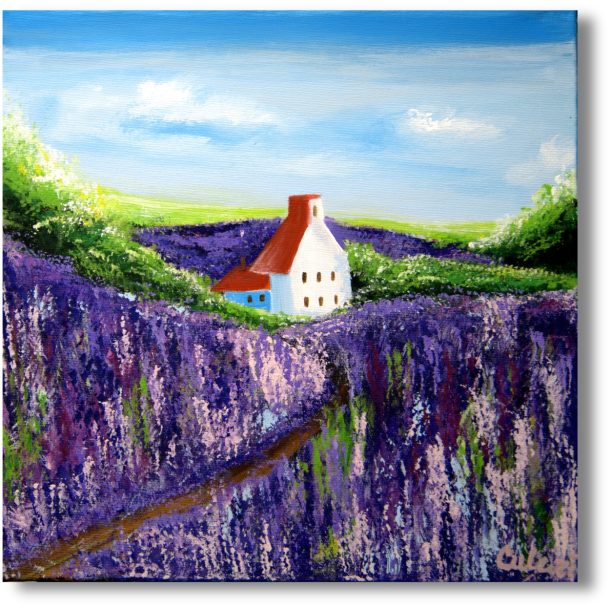Provence Haus im Lavendelfeld Ölgemälde – Impressionismus
